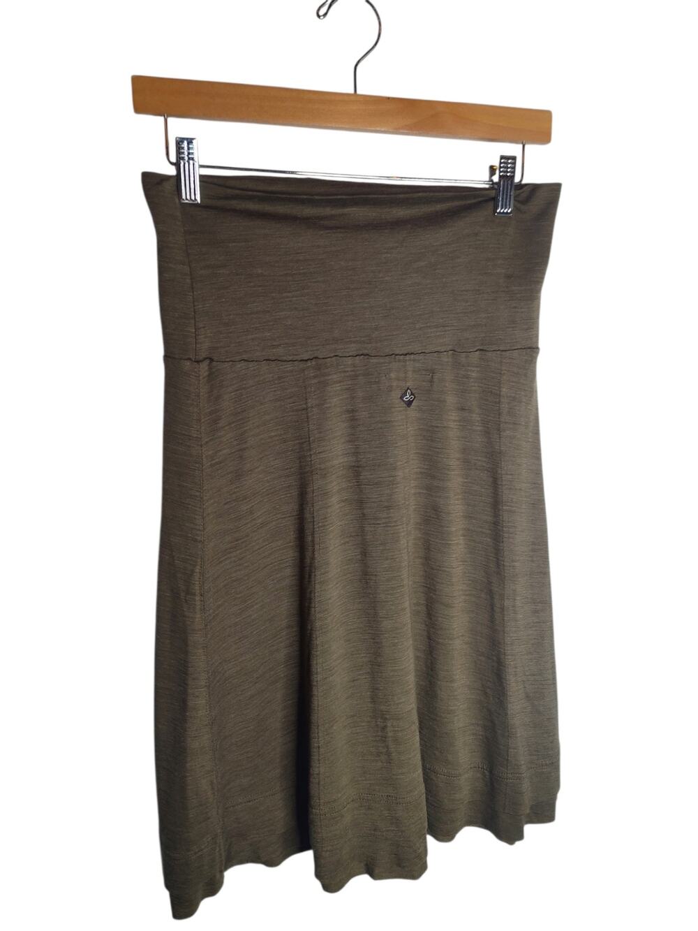 Prana Daphne Wool Blend Skirt Olive Green Raw Hem Size S
